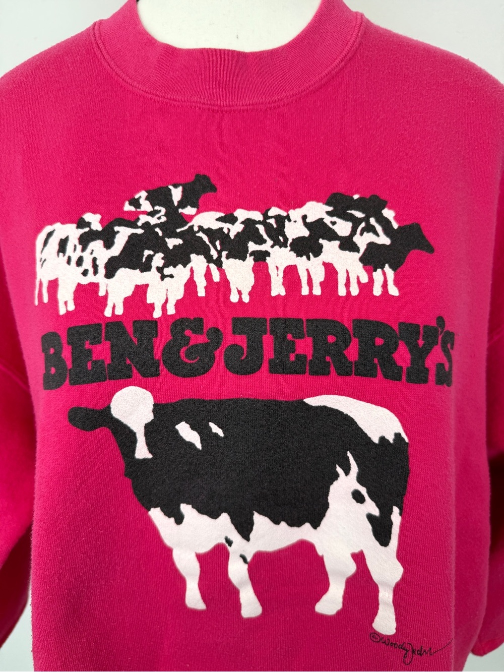 Vintage Ben & Jerry's Size XL Pink Cow Vermont's Finest Sweatshirt - Picture 3 of 9